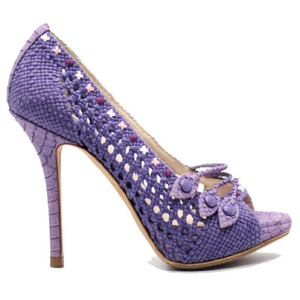 Christian Dior peep Toe woven pumps